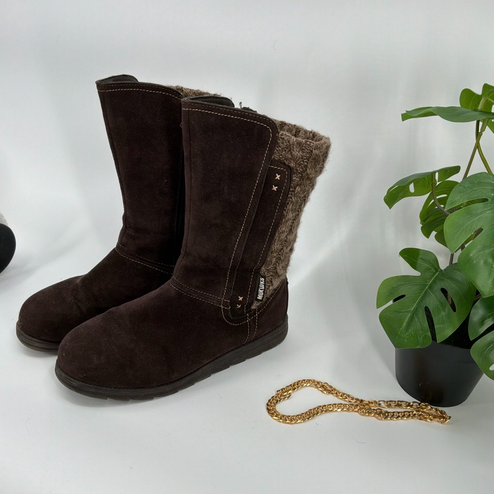 Muk Luks Stacy tall Dark Brown Fur-Lined Winter sweater Boots